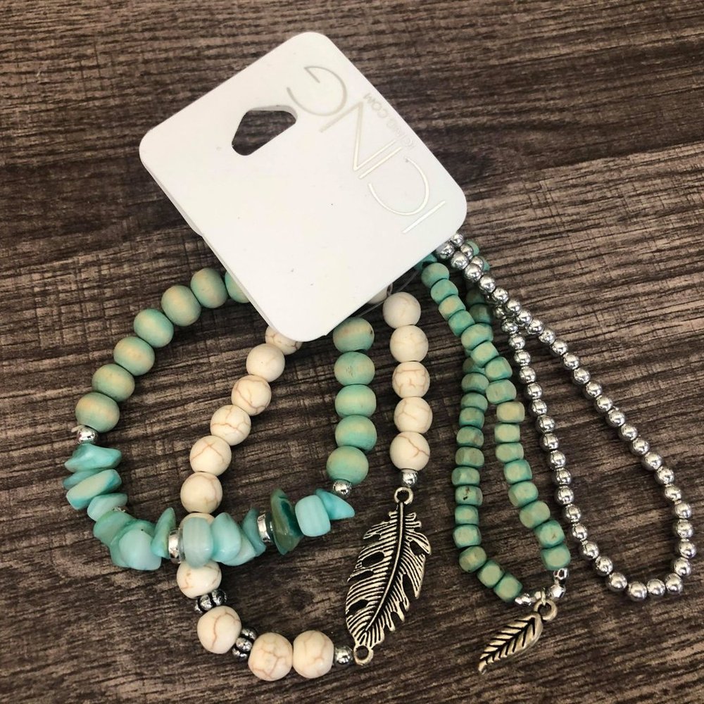 Turquoise Bead Bracelet Set